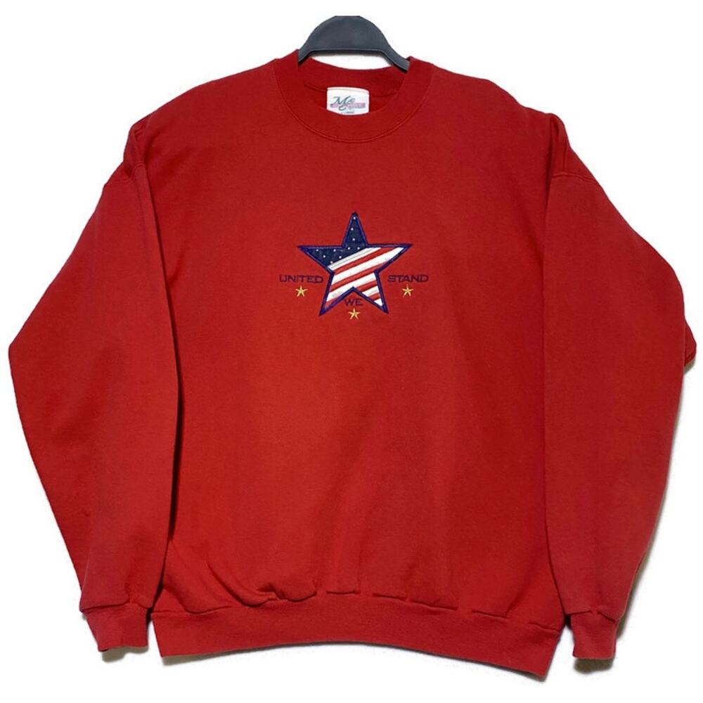 United We Stand Pullover Sweatshirt Women's XL Red Long Sleeve MC Energy